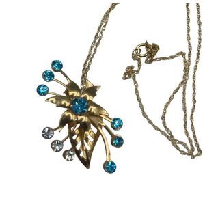 Vintage flower spray 1/20th 14K gold chain and pendant.